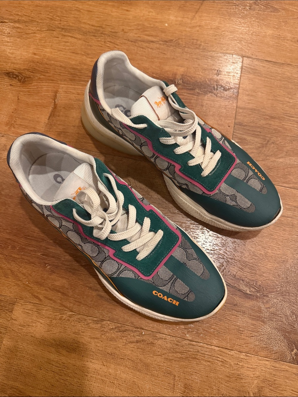 size 9.5 coach men’s sneakers and Pink Signature Logo Sneakers